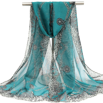 Φουλάρι chiffon για άνοιξη - φρέσκο και γλυκό στιλ, πολυεστέρας, απλής ύφανσης, κασκόλ για παραλία με προστασία από τον ήλιο