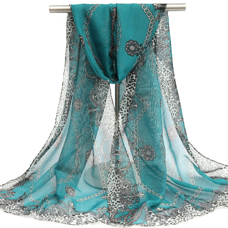 Φουλάρι chiffon για άνοιξη - φρέσκο και γλυκό στιλ, πολυεστέρας, απλής ύφανσης, κασκόλ για παραλία με προστασία από τον ήλιο