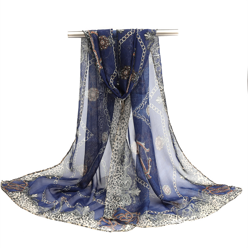 Φουλάρι chiffon για άνοιξη - φρέσκο και γλυκό στιλ, πολυεστέρας, απλής ύφανσης, κασκόλ για παραλία με προστασία από τον ήλιο