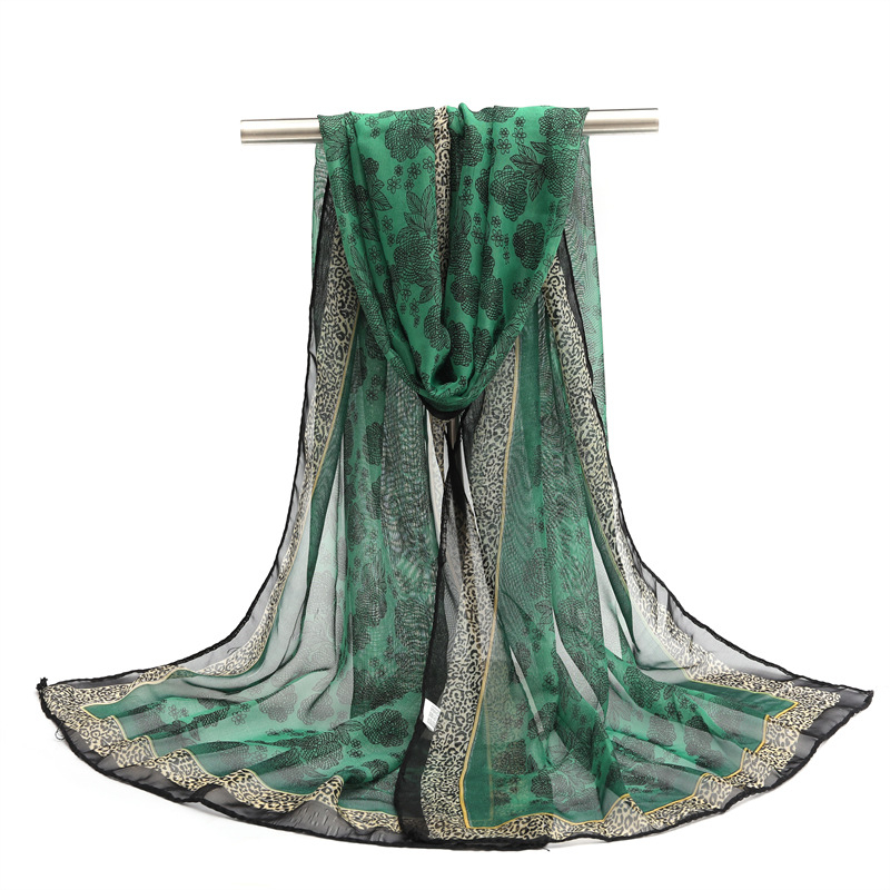 Φουλάρι chiffon για άνοιξη - φρέσκο και γλυκό στιλ, πολυεστέρας, απλής ύφανσης, κασκόλ για παραλία με προστασία από τον ήλιο