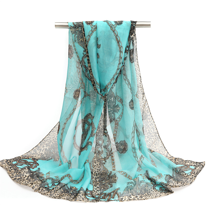 Φουλάρι chiffon για άνοιξη - φρέσκο και γλυκό στιλ, πολυεστέρας, απλής ύφανσης, κασκόλ για παραλία με προστασία από τον ήλιο