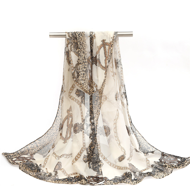 Φουλάρι chiffon για άνοιξη - φρέσκο και γλυκό στιλ, πολυεστέρας, απλής ύφανσης, κασκόλ για παραλία με προστασία από τον ήλιο