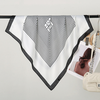 Τετράγωνο φουλάρι από πολυεστέρα με ριγέ μοτίβο, ύφανση Twill, καλοκαιρινό στυλ