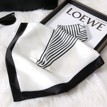 Τετράγωνο φουλάρι από πολυεστέρα με ριγέ μοτίβο, ύφανση Twill, καλοκαιρινό στυλ