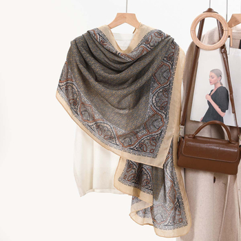 Φουλάρι από βισκόζη - Απλή ύφανση, Φθινόπωρο, Προστασία από τον ήλιο, Προέλευση: Τζίνχα