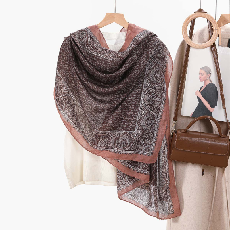 Φουλάρι από βισκόζη - Απλή ύφανση, Φθινόπωρο, Προστασία από τον ήλιο, Προέλευση: Τζίνχα