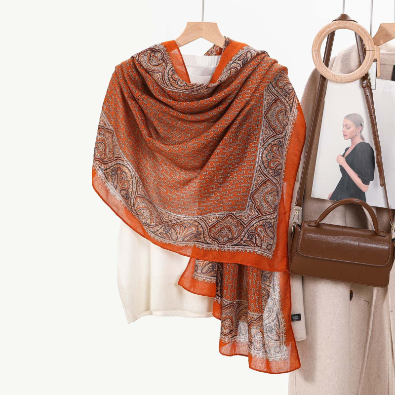 Φουλάρι από βισκόζη - Απλή ύφανση, Φθινόπωρο, Προστασία από τον ήλιο, Προέλευση: Τζίνχα