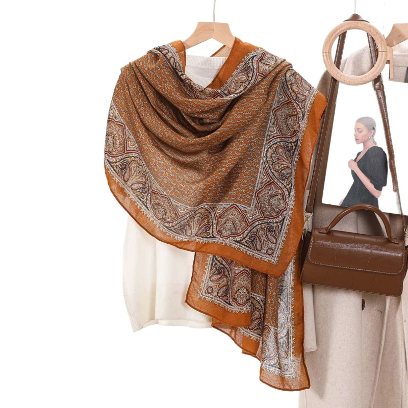 Φουλάρι από βισκόζη - Απλή ύφανση, Φθινόπωρο, Προστασία από τον ήλιο, Προέλευση: Τζίνχα