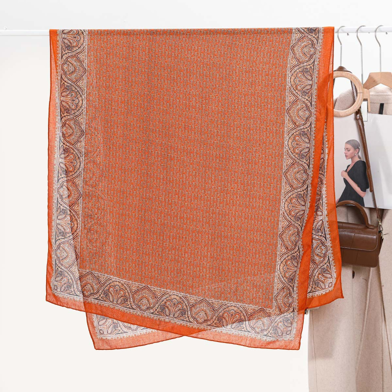 Φουλάρι από βισκόζη - Απλή ύφανση, Φθινόπωρο, Προστασία από τον ήλιο, Προέλευση: Τζίνχα