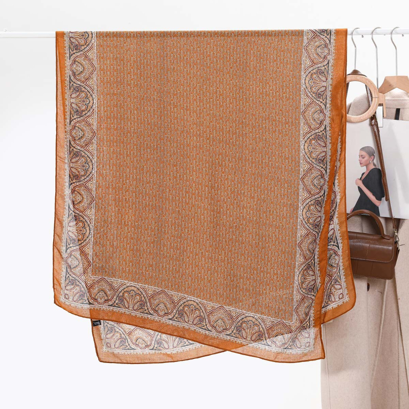 Φουλάρι από βισκόζη - Απλή ύφανση, Φθινόπωρο, Προστασία από τον ήλιο, Προέλευση: Τζίνχα