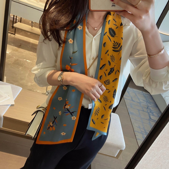 Mulberīras zīda šalle, Hepburn stils, punktēts raksts, satīna apdare