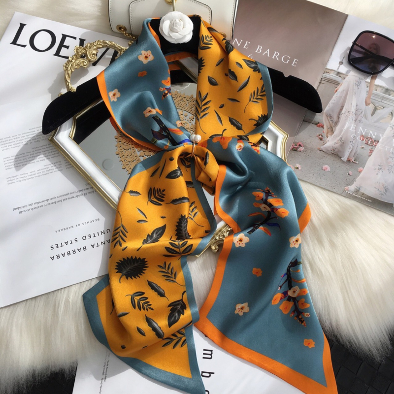 Mulberīras zīda šalle, Hepburn stils, punktēts raksts, satīna apdare