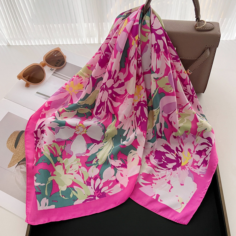 Γυναικεία τετράγωνη εσάρπα για καλοκαίρι, ελαφριά με εκτύπωση, warp knitting τεχνολογία, προστασία από τον ήλιο, στυλ τετράγωνης πετσέτας, λανσάρισμα Άνοιξη 2025
