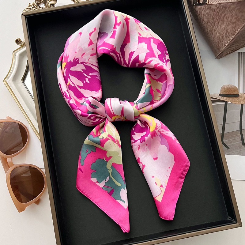 Γυναικεία τετράγωνη εσάρπα για καλοκαίρι, ελαφριά με εκτύπωση, warp knitting τεχνολογία, προστασία από τον ήλιο, στυλ τετράγωνης πετσέτας, λανσάρισμα Άνοιξη 2025