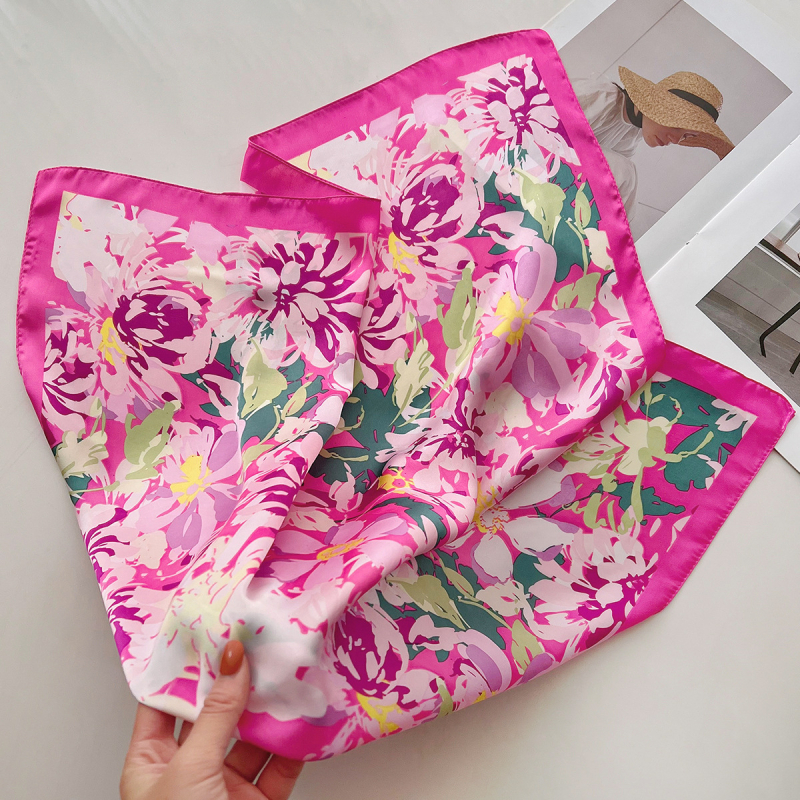 Γυναικεία τετράγωνη εσάρπα για καλοκαίρι, ελαφριά με εκτύπωση, warp knitting τεχνολογία, προστασία από τον ήλιο, στυλ τετράγωνης πετσέτας, λανσάρισμα Άνοιξη 2025