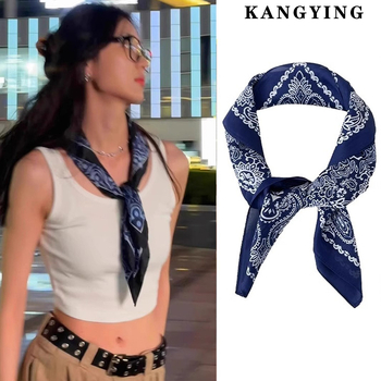 Slavenību iedvesots Paisley kvadrāts šalle ar leoparda rakstu un matu saišu aksesuāru (Poliesteris • crepe audums • vasara • pavasaris 2025)