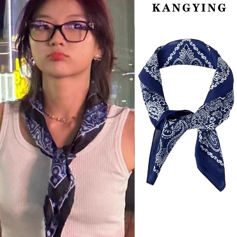 Τετράγωνο φουλάρι Paisley, εμπνευσμένο από διάσημους, με λεοπάρ εκτύπωση και αξεσουάρ δέσιμο μαλλιών (πολυεστέρας • ύφανση crepe • καλοκαίρι • άνοιξη 2025)