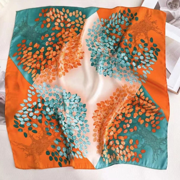 Amang τετράγωνο φουλάρι από σατέν πολυεστέρα – εκτυπωμένος τζακάρντ, ευέλικτο, κομψό, μινιμαλιστικό καλοκαιρινό αξεσουάρ