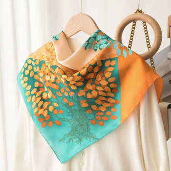 Amang τετράγωνο φουλάρι από σατέν πολυεστέρα – εκτυπωμένος τζακάρντ, ευέλικτο, κομψό, μινιμαλιστικό καλοκαιρινό αξεσουάρ