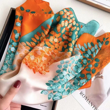 Amang τετράγωνο φουλάρι από σατέν πολυεστέρα – εκτυπωμένος τζακάρντ, ευέλικτο, κομψό, μινιμαλιστικό καλοκαιρινό αξεσουάρ