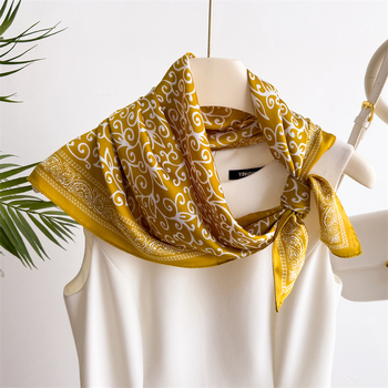 Τετράγωνο φουλάρι από πολυεστέρα με φλοράλ εκτύπωση, ύφανση warp, κομψό για το καλοκαίρι