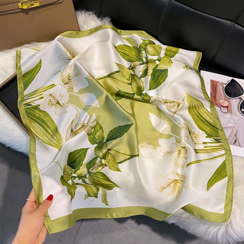 Kvadrātveida šalle no mākslīgā zīda – poliesters, austuv Warp knitting audums, ātri žūst, putekļu aizsardzība, pavasaris–rudens