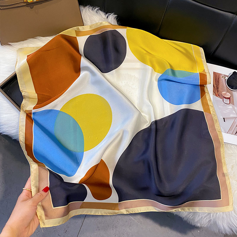 Kvadrātveida šalle no mākslīgā zīda – poliesters, austuv Warp knitting audums, ātri žūst, putekļu aizsardzība, pavasaris–rudens