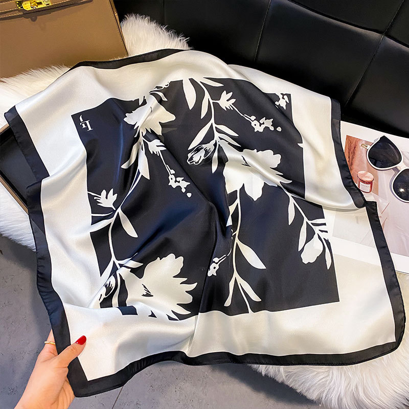 Kvadrātveida šalle no mākslīgā zīda – poliesters, austuv Warp knitting audums, ātri žūst, putekļu aizsardzība, pavasaris–rudens