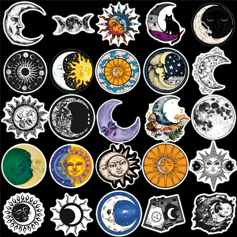 Pašlīmējošu uzlīmju komplekts, 50 mēness-Zeme graffiti dizaini, stipra adhēzija, piemērots gludām virsmām (piemēram, telefonu korpusiem, krūzēm un rotaļlietām)