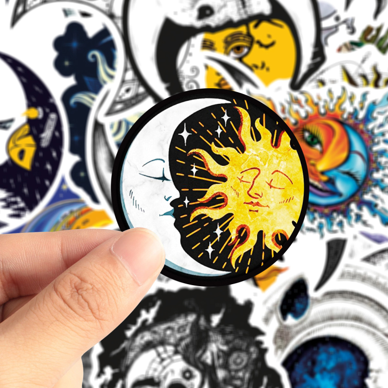 Pašlīmējošu uzlīmju komplekts, 50 mēness-Zeme graffiti dizaini, stipra adhēzija, piemērots gludām virsmām (piemēram, telefonu korpusiem, krūzēm un rotaļlietām)