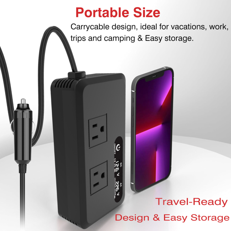 Μετατροπέας ισχύος αυτοκινήτου 200W, είσοδος 12V, έξοδος 220V/110V, τρεις θύρες USB 4,2A γρήγορης φόρτισης, CE/RoHS