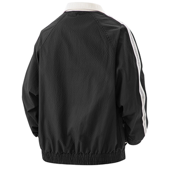 Ανδρικό μπουφάν χωρίς γιακά με φερμουάρ, color-block μοτίβο, άνετη γραμμή, πλαϊνές τσέπες