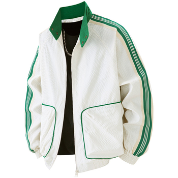 Ανδρικό μπουφάν χωρίς γιακά με φερμουάρ, color-block μοτίβο, άνετη γραμμή, πλαϊνές τσέπες