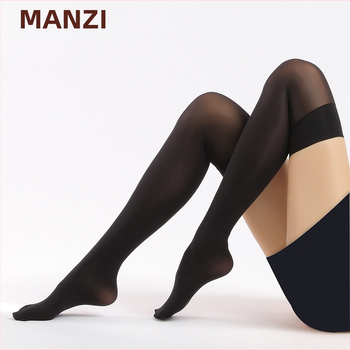 Manzi νάιλον κάλτσες μηρού, μονόχρωμες, λεπτές, μακρύς σωλήνας, υψηλή ελαστικότητα