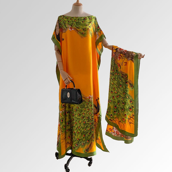 Vasaras 2025 pludmales aizsardzības lakats — mākslīgā zīda audums, warp-knit audums, drukāts raksts, kopējā garuma, vasara 2025