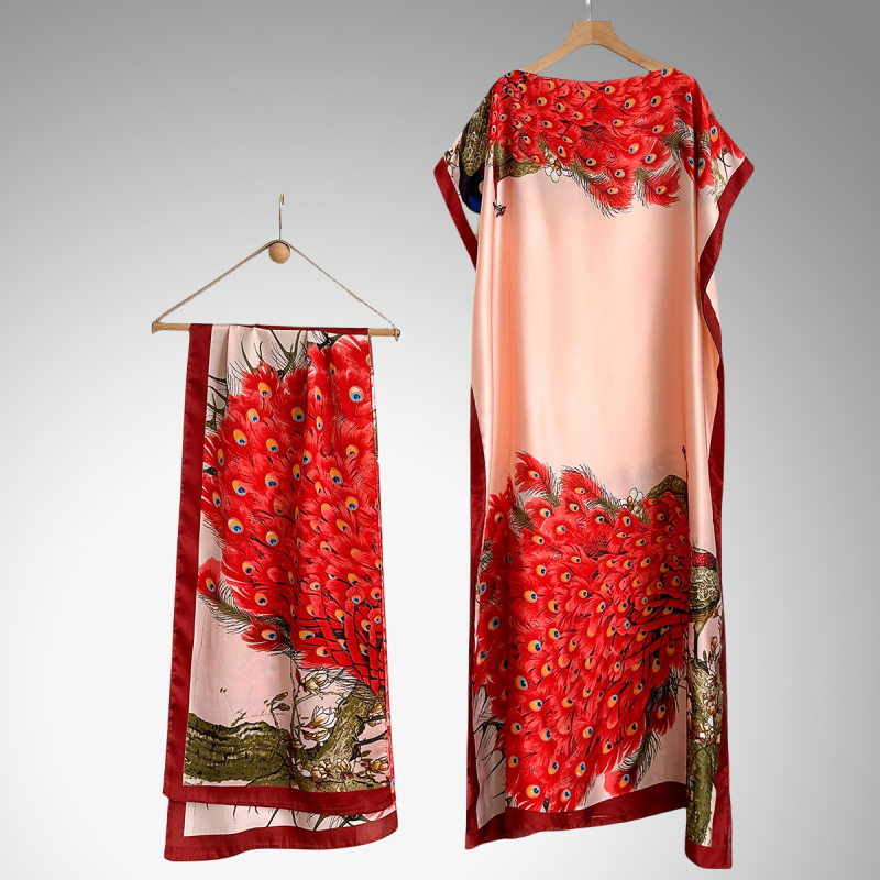 Vasaras 2025 pludmales aizsardzības lakats — mākslīgā zīda audums, warp-knit audums, drukāts raksts, kopējā garuma, vasara 2025