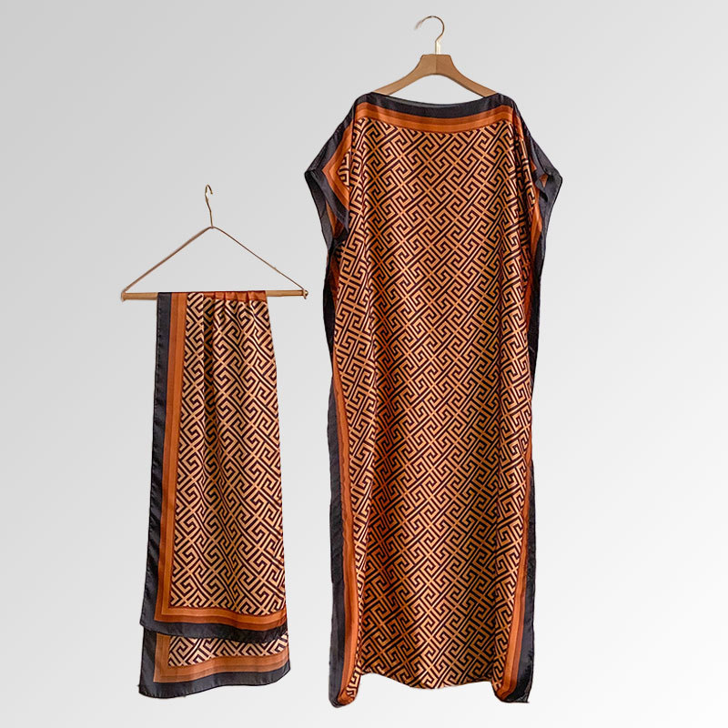 Vasaras 2025 pludmales aizsardzības lakats — mākslīgā zīda audums, warp-knit audums, drukāts raksts, kopējā garuma, vasara 2025