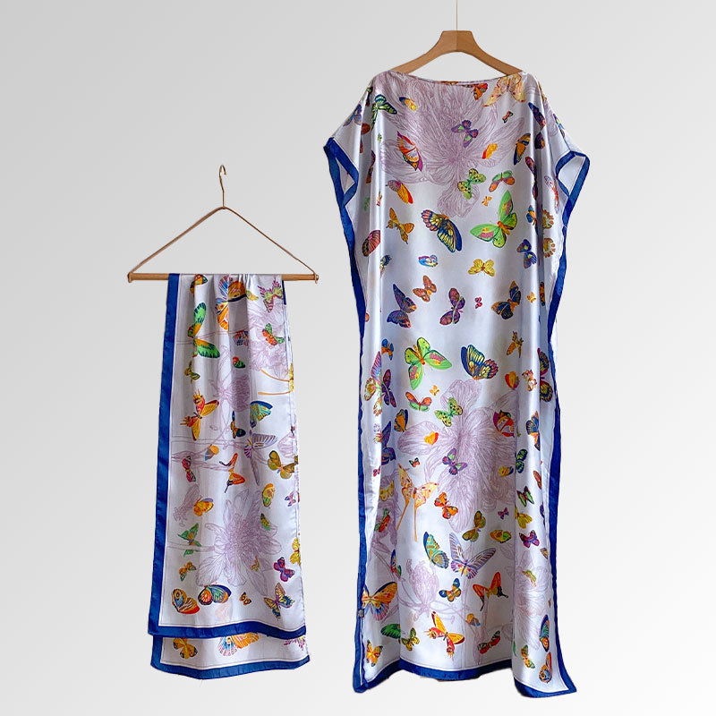 Vasaras 2025 pludmales aizsardzības lakats — mākslīgā zīda audums, warp-knit audums, drukāts raksts, kopējā garuma, vasara 2025