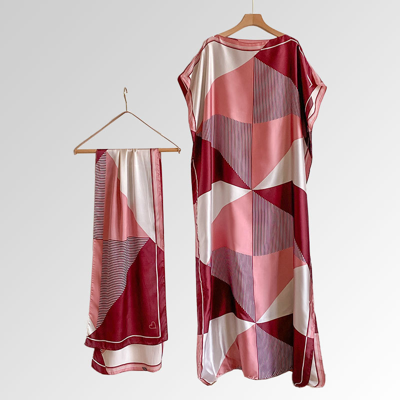 Vasaras 2025 pludmales aizsardzības lakats — mākslīgā zīda audums, warp-knit audums, drukāts raksts, kopējā garuma, vasara 2025