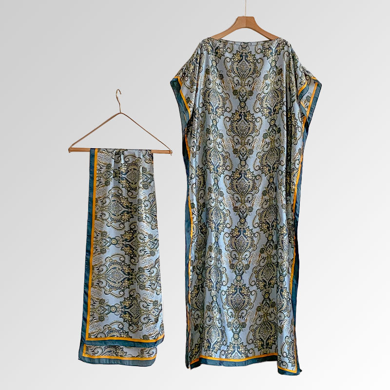 Vasaras 2025 pludmales aizsardzības lakats — mākslīgā zīda audums, warp-knit audums, drukāts raksts, kopējā garuma, vasara 2025