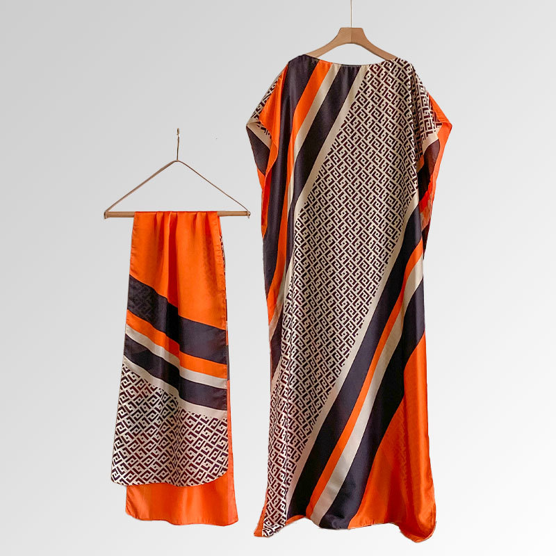 Vasaras 2025 pludmales aizsardzības lakats — mākslīgā zīda audums, warp-knit audums, drukāts raksts, kopējā garuma, vasara 2025