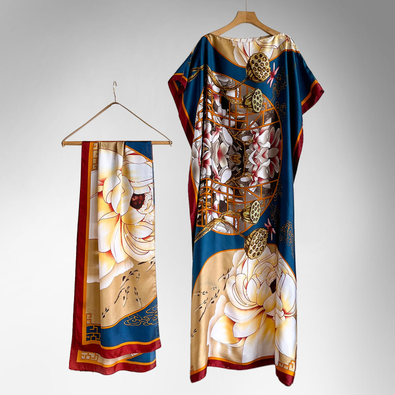 Γυναικείος φουλάρι από τεχνητό μετάξι, ρετρό-εθνοτικό στυλ, φλοράλ μοτίβο, ύφανση warp, διακοσμητικό αξεσουάρ για άνοιξη έως φθινόπωρο