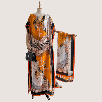 Σετ από Ρόμπα από Ψεύτικο Μετάξι και Μακρύ Φόρεμα με Μπλούζα Προστασίας από τον Ήλιο και Σάλι Μπρόκατ (Ψεύτικο Μετάξι, Warp Knitting, Λογοτεχνικό Ρετρό, Καλοκαίρι 2025, Zhejiang)