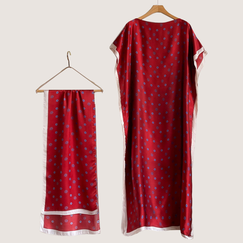 Σετ από Ρόμπα από Ψεύτικο Μετάξι και Μακρύ Φόρεμα με Μπλούζα Προστασίας από τον Ήλιο και Σάλι Μπρόκατ (Ψεύτικο Μετάξι, Warp Knitting, Λογοτεχνικό Ρετρό, Καλοκαίρι 2025, Zhejiang)