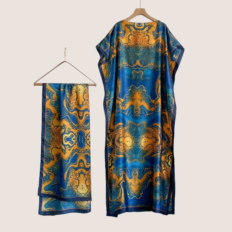 Sieviešu vasaras kleita ar saules aizsardzību no mākslīgā zīda, warp adīta audums, literāri retro stils, vasara 2025