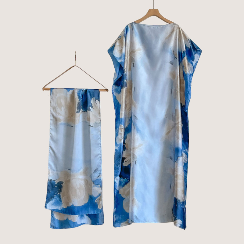 Sieviešu vasaras kleita ar saules aizsardzību no mākslīgā zīda, warp adīta audums, literāri retro stils, vasara 2025