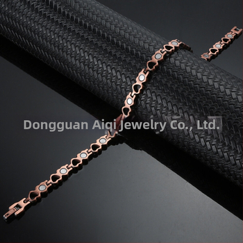 Μαγνητικό βραχιόλι αστραγάλου από χαλκό, σε σχήμα καρδιάς, γυναικείο, κορεατικό στυλ, ατόφιος χαλκός