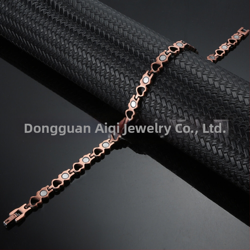 Magnetický náramok na členok z medi, srdcový tvar, dámsky štýl, korejský štýl, čistá meď