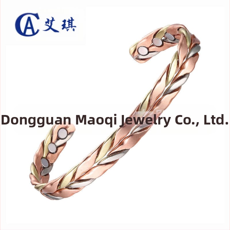 Χαλκόβραχιόλι με μαγνητική θεραπεία για γυναίκες, χειροποίητο, γεωμετρικό σχέδιο σε κορεατικό στυλ