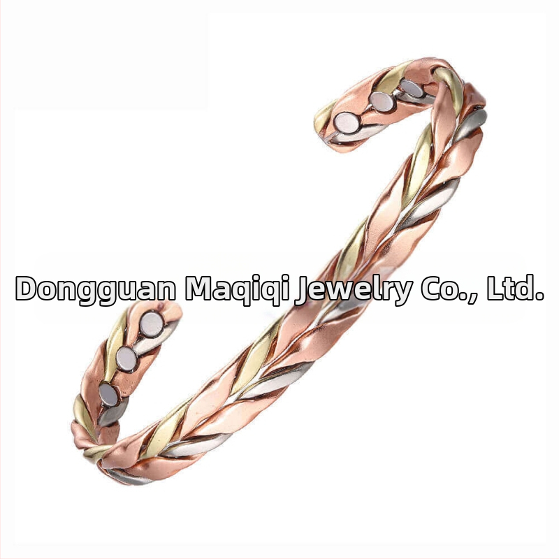 Χαλκόβραχιόλι με μαγνητική θεραπεία για γυναίκες, χειροποίητο, γεωμετρικό σχέδιο σε κορεατικό στυλ